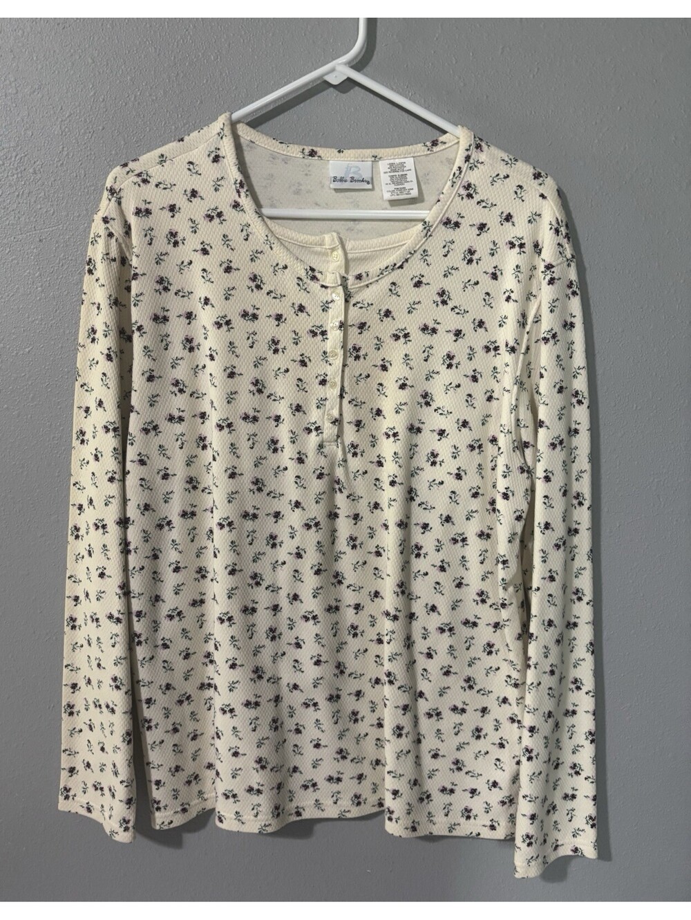 Bobbie Brooke Floral Layered Look Thermal Top Size Large Cottage Core Flirty